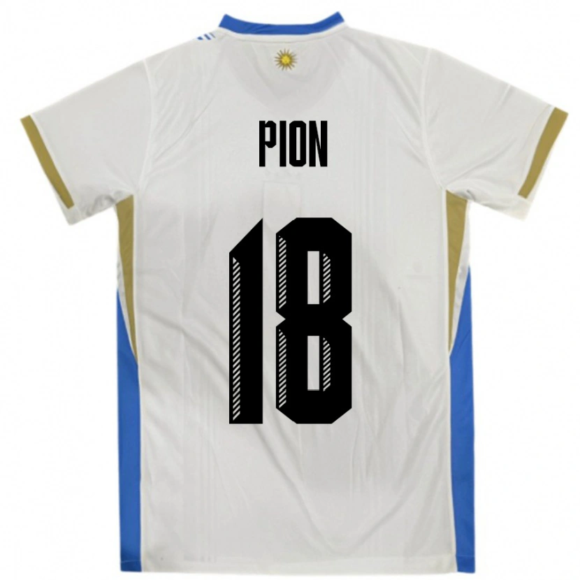 Danxen Pánské Uruguay Mariana Pion #18 Bílá Modrá Daleko Hráčské Dresy 24-26 Dres