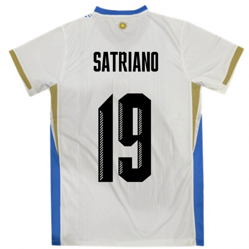 Danxen Pánské Uruguay Martin Satriano #19 Bílá Modrá Daleko Hráčské Dresy 24-26 Dres