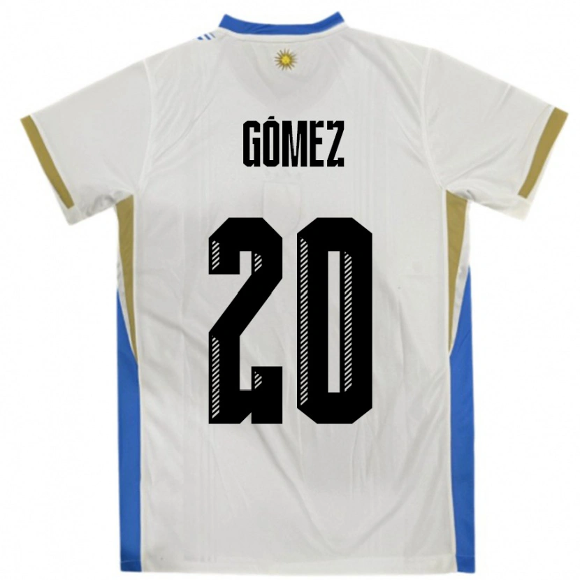 Danxen Pánské Uruguay Luciana Gomez #20 Bílá Modrá Daleko Hráčské Dresy 24-26 Dres