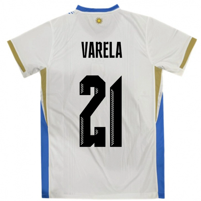 Danxen Pánské Uruguay Gullermo Varela #21 Bílá Modrá Daleko Hráčské Dresy 24-26 Dres