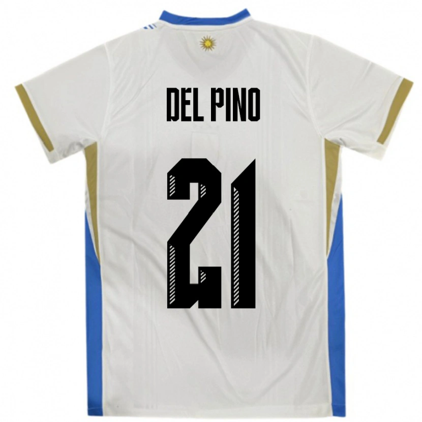 Danxen Pánské Uruguay Emiliano Del Pino #21 Bílá Modrá Daleko Hráčské Dresy 24-26 Dres