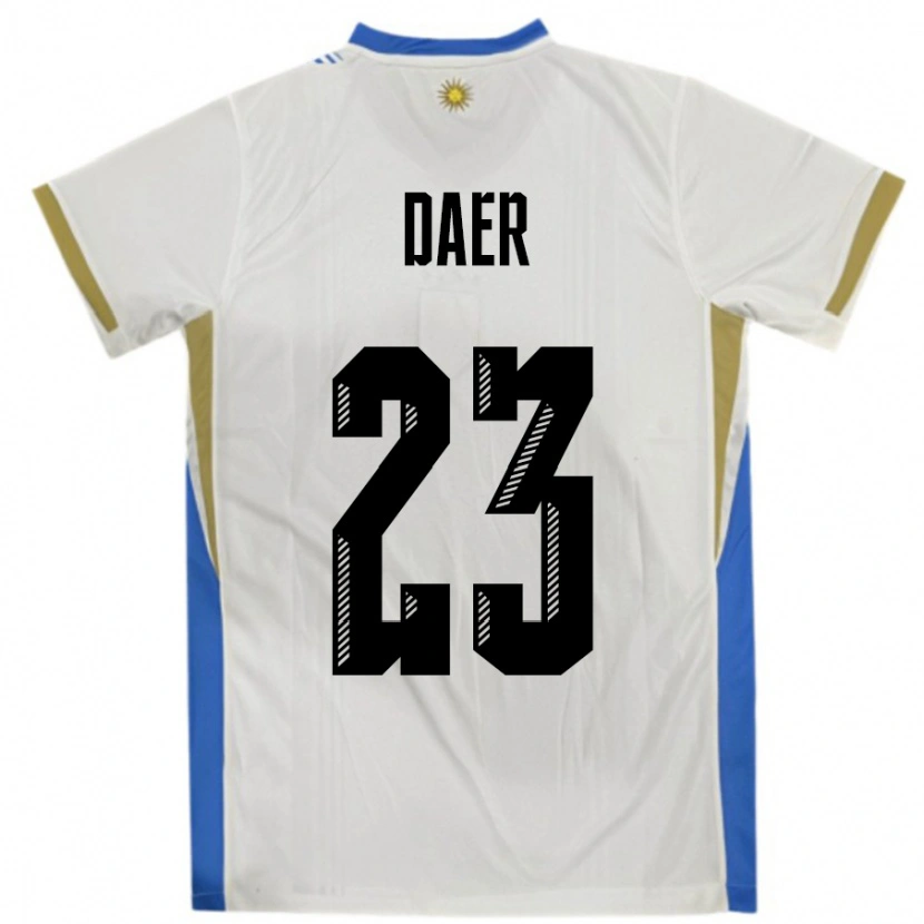 Danxen Pánské Uruguay Zulma Daer #23 Bílá Modrá Daleko Hráčské Dresy 24-26 Dres