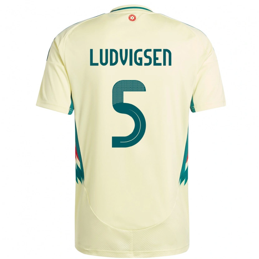 Danxen Pánské Wales Kai Ludvigsen #5 Béžově Žlutá Daleko Hráčské Dresy 24-26 Dres