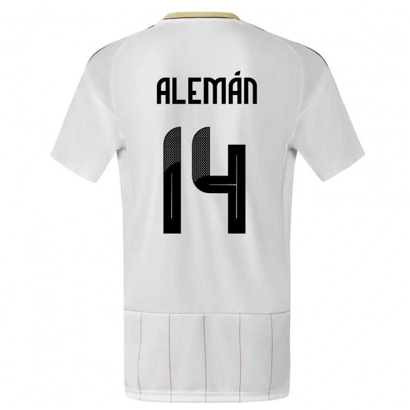 Danxen Pánské Kostarika Jeremy Alemán #14 Bílý Daleko Hráčské Dresy 24-26 Dres
