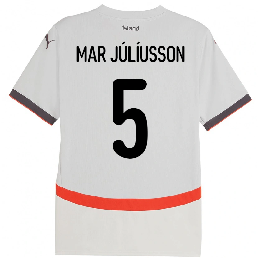 Danxen Pánské Island Júlíus Mar Júlíusson #5 Bílý Daleko Hráčské Dresy 24-26 Dres