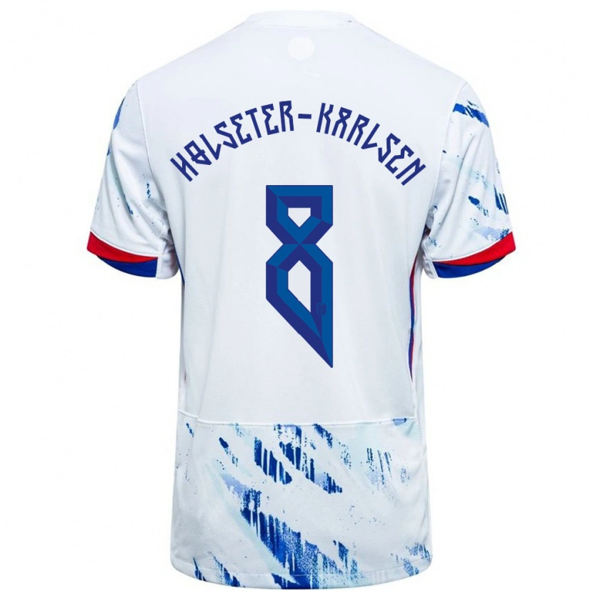 Danxen Pánské Norsko Philip Holseter-Karlsen #8 Bílá Modrá Daleko Hráčské Dresy 24-26 Dres