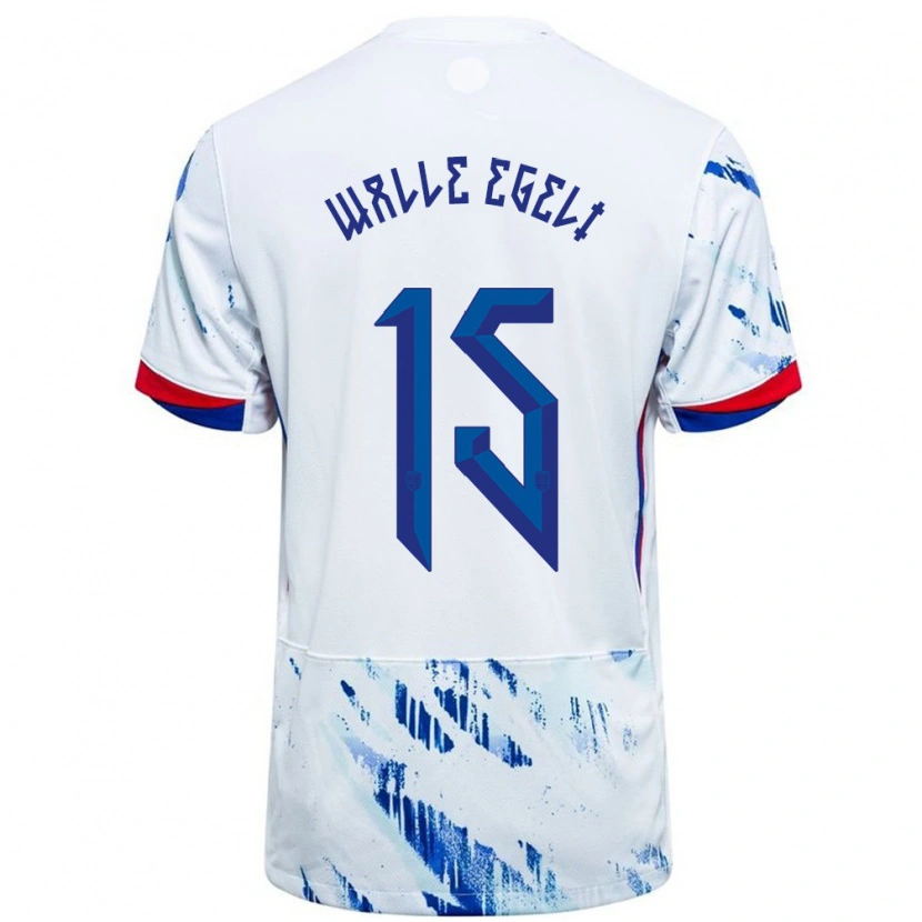 Danxen Pánské Norsko Sindre Walle Egeli #15 Bílá Modrá Daleko Hráčské Dresy 24-26 Dres