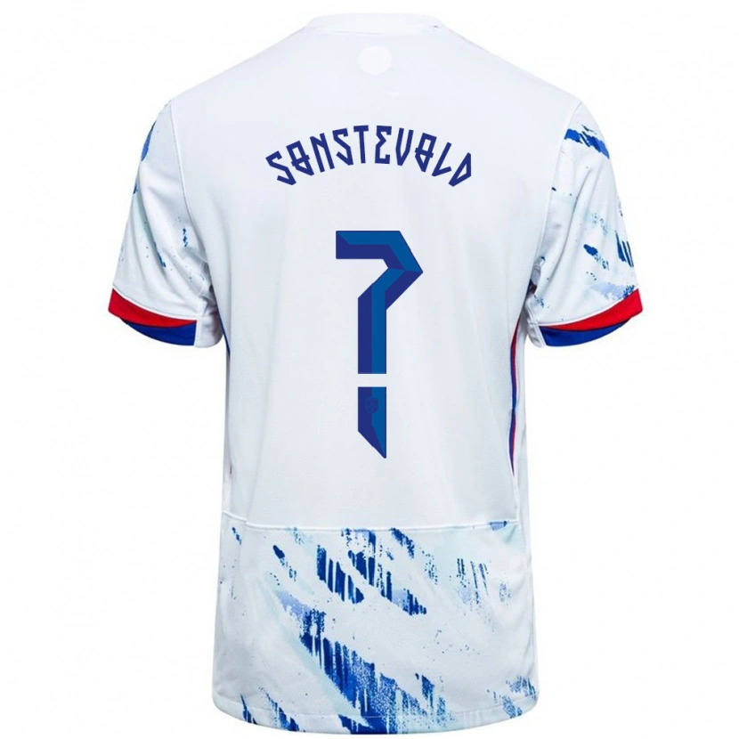 Danxen Pánské Norsko Anja Sønstevold #0 Bílá Modrá Daleko Hráčské Dresy 24-26 Dres