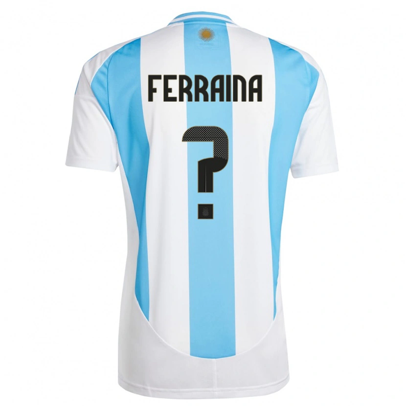 Danxen Dámské Argentina Giovanni Ferraina #0 Bílá Modrá Domů Hráčské Dresy 24-26 Dres