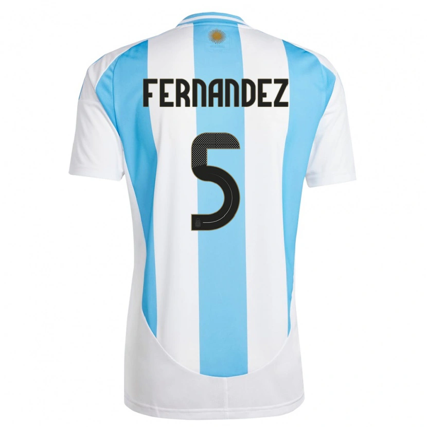 Danxen Dámské Argentina Ezequiel Fernández #5 Bílá Modrá Domů Hráčské Dresy 24-26 Dres