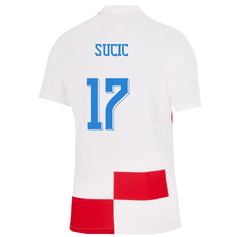 Danxen Dámské Chorvatsko Petar Sucic #17 Bílá Červená Domů Hráčské Dresy 24-26 Dres