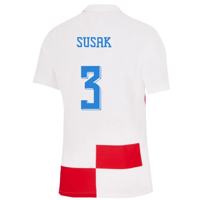 Danxen Dámské Chorvatsko Ante Susak #3 Bílá Červená Domů Hráčské Dresy 24-26 Dres
