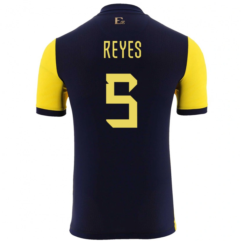 Danxen Dámské Ekvádor Jairo Reyes #5 Žlutá Domů Hráčské Dresy 24-26 Dres