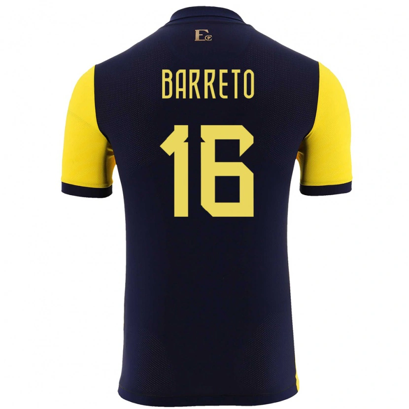 Danxen Dámské Ekvádor Andry Barreto #16 Žlutá Domů Hráčské Dresy 24-26 Dres