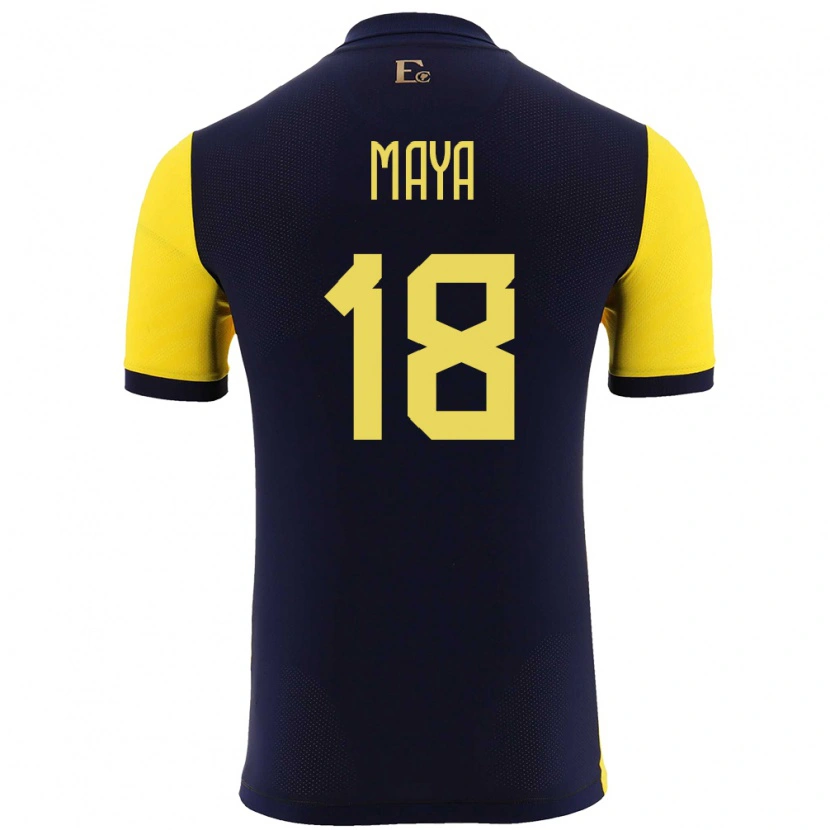 Danxen Dámské Ekvádor Jhoel Maya #18 Žlutá Domů Hráčské Dresy 24-26 Dres