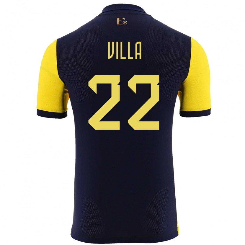 Danxen Dámské Ekvádor Alexis Villa #22 Žlutá Domů Hráčské Dresy 24-26 Dres