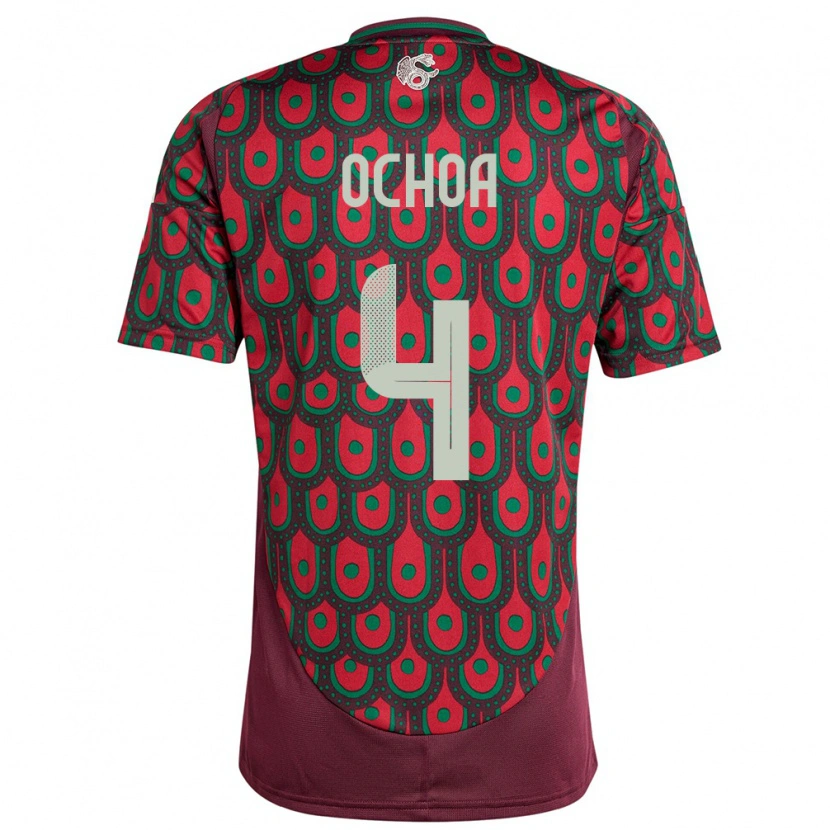 Danxen Dámské Mexiko Diego Ochoa #4 Maroon Domů Hráčské Dresy 24-26 Dres
