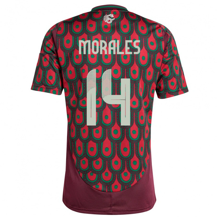 Danxen Dámské Mexiko Amaury Morales #14 Maroon Domů Hráčské Dresy 24-26 Dres