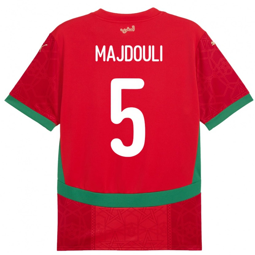Danxen Dámské Maroko Wael Majdouli #5 Červený Domů Hráčské Dresy 24-26 Dres