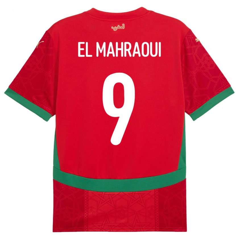 Danxen Dámské Maroko Anas El Mahraoui #9 Červený Domů Hráčské Dresy 24-26 Dres