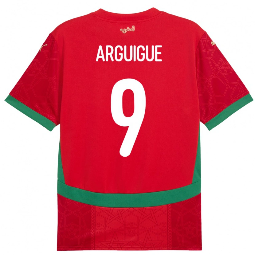 Danxen Dámské Maroko Ayman Arguigue #9 Červený Domů Hráčské Dresy 24-26 Dres