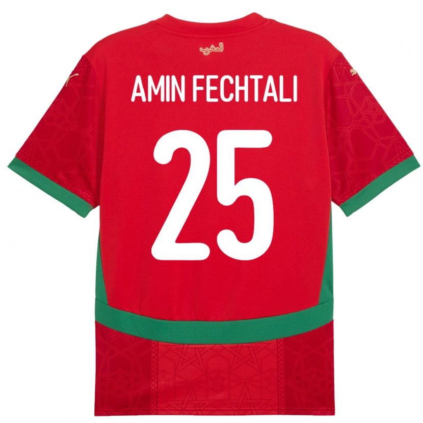 Danxen Dámské Maroko Oualid Amin Fechtali #25 Červený Domů Hráčské Dresy 24-26 Dres