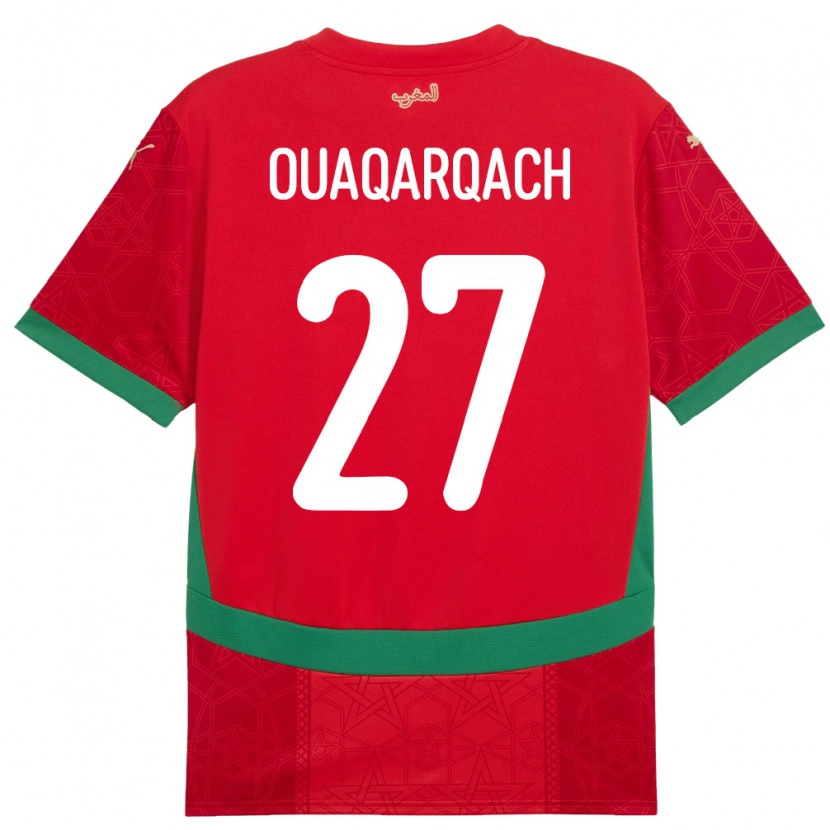 Danxen Dámské Maroko Abdelkader Ouaqarqach #27 Červený Domů Hráčské Dresy 24-26 Dres