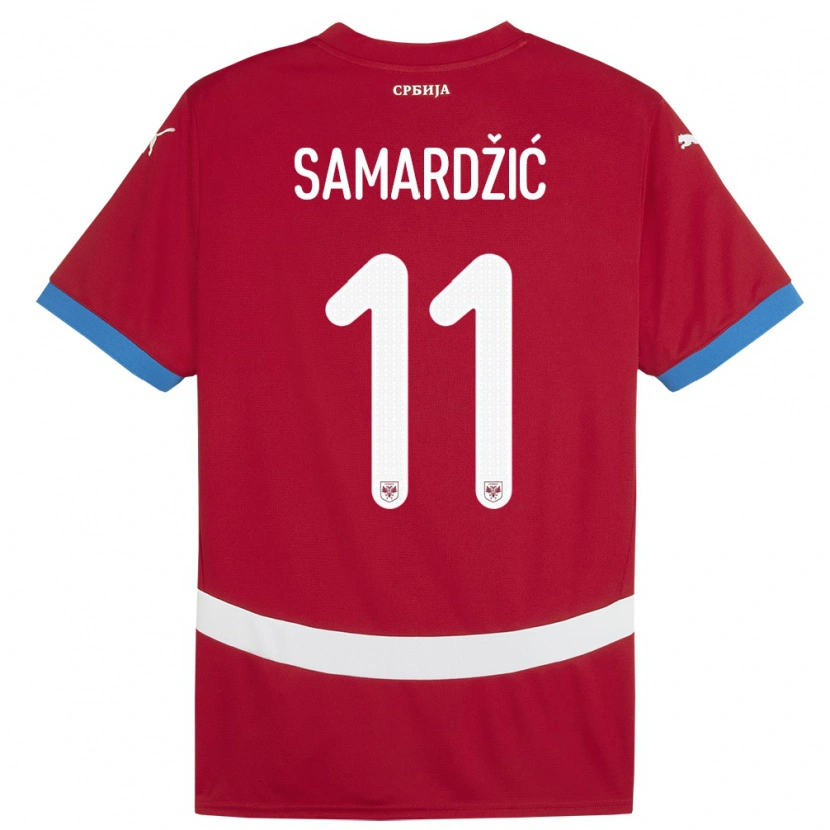 Danxen Dámské Srbsko Lazar Samardžić #11 Červené Domů Hráčské Dresy 24-26 Dres
