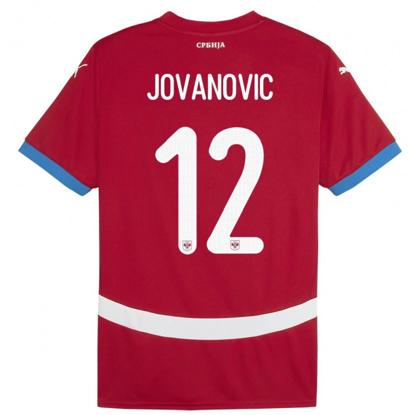 Danxen Dámské Srbsko Aleksandar Jovanovic #12 Červené Domů Hráčské Dresy 24-26 Dres