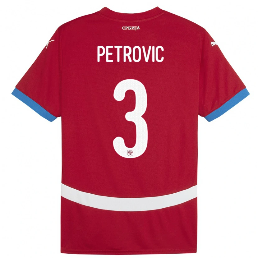 Danxen Dámské Srbsko Stefan Petrovic #3 Červené Domů Hráčské Dresy 24-26 Dres