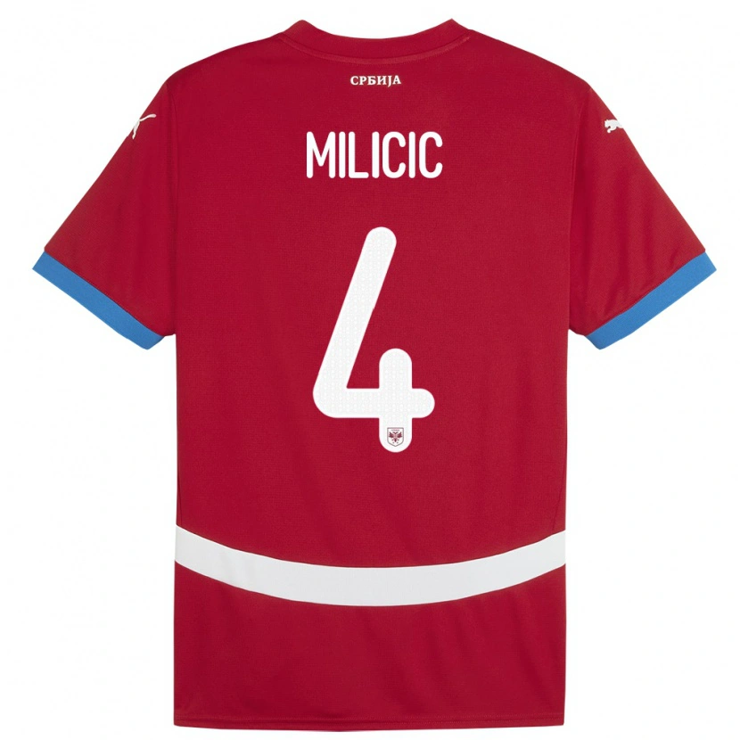 Danxen Dámské Srbsko Nikola Milicic #4 Červené Domů Hráčské Dresy 24-26 Dres