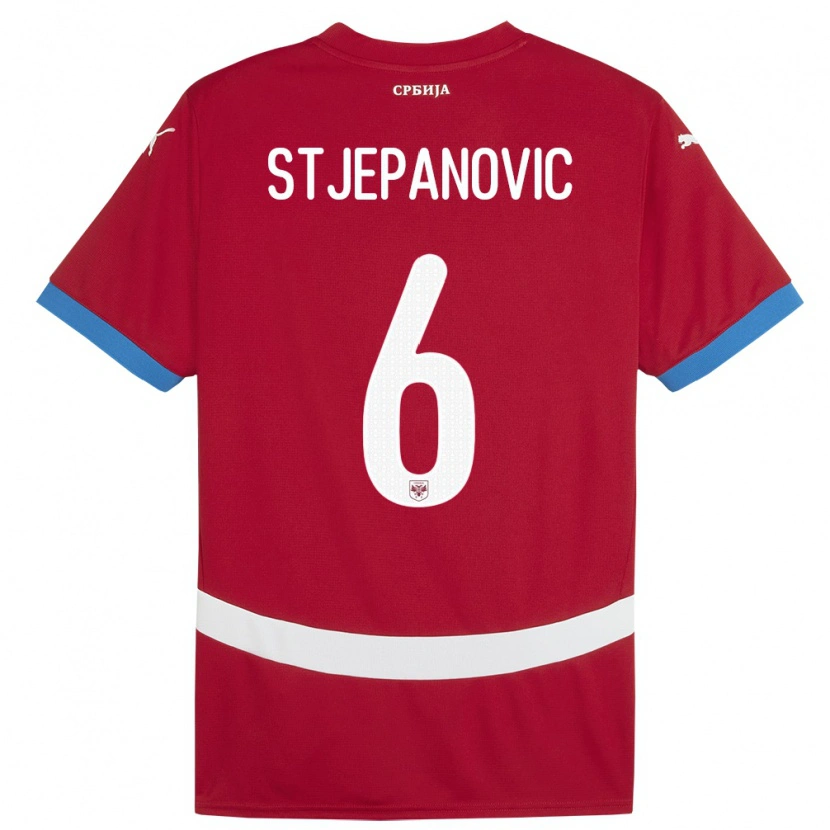 Danxen Dámské Srbsko Mateja Stjepanovic #6 Červené Domů Hráčské Dresy 24-26 Dres