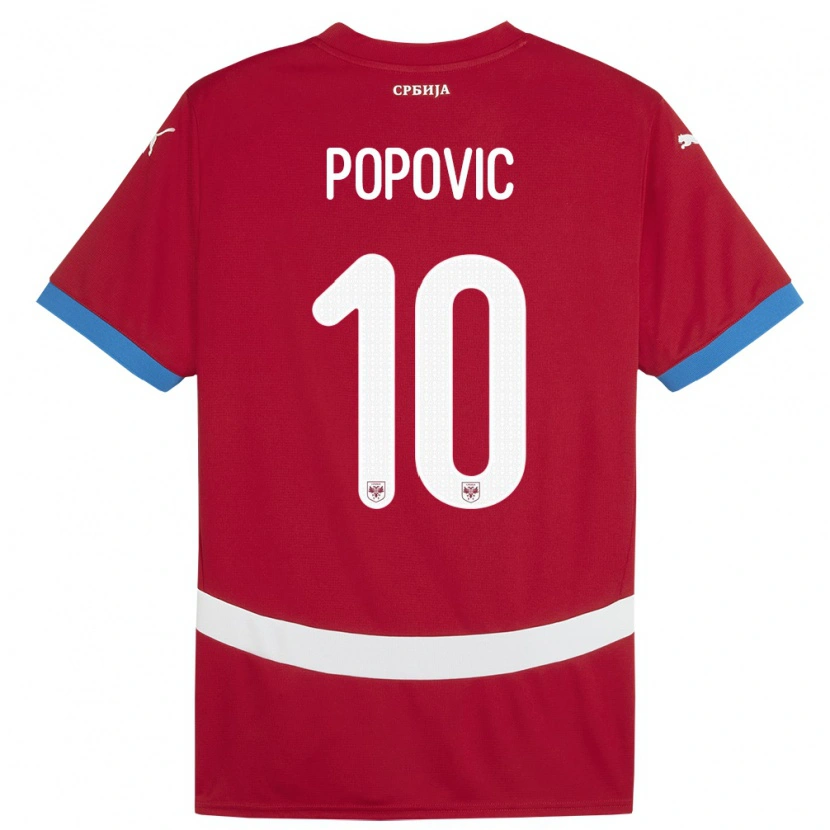 Danxen Dámské Srbsko Matija Popovic #10 Červené Domů Hráčské Dresy 24-26 Dres