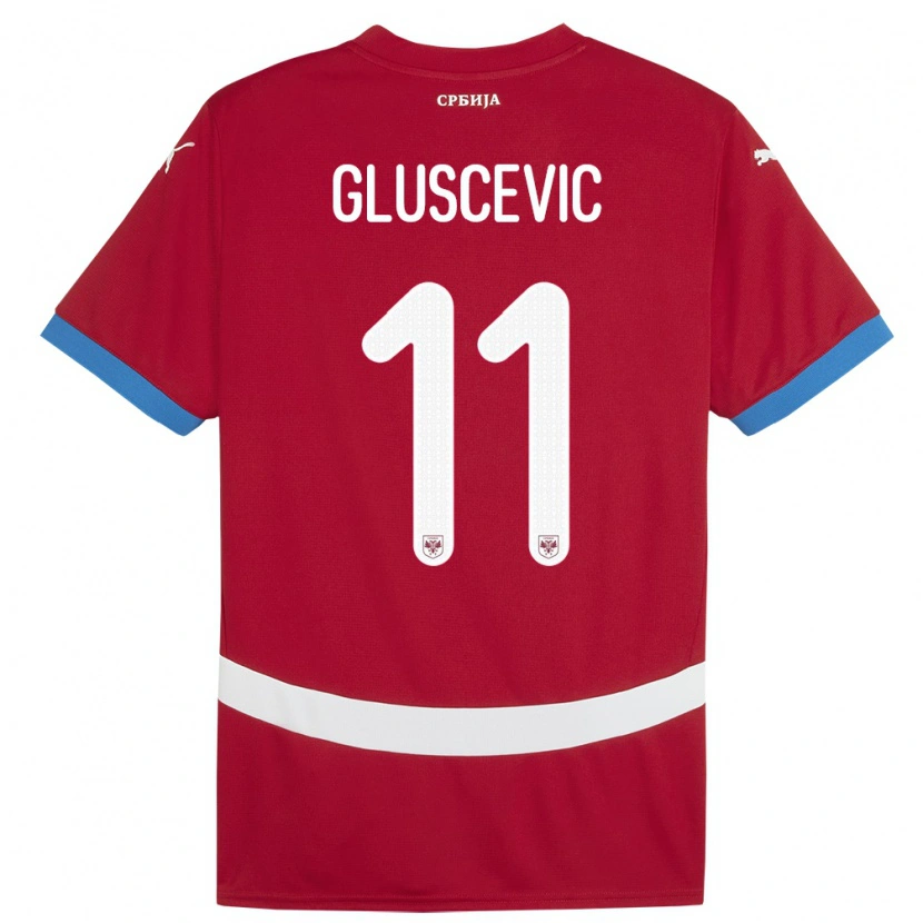 Danxen Dámské Srbsko Matija Gluscevic #11 Červené Domů Hráčské Dresy 24-26 Dres