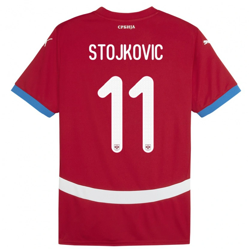 Danxen Dámské Srbsko Strahinja Stojkovic #11 Červené Domů Hráčské Dresy 24-26 Dres