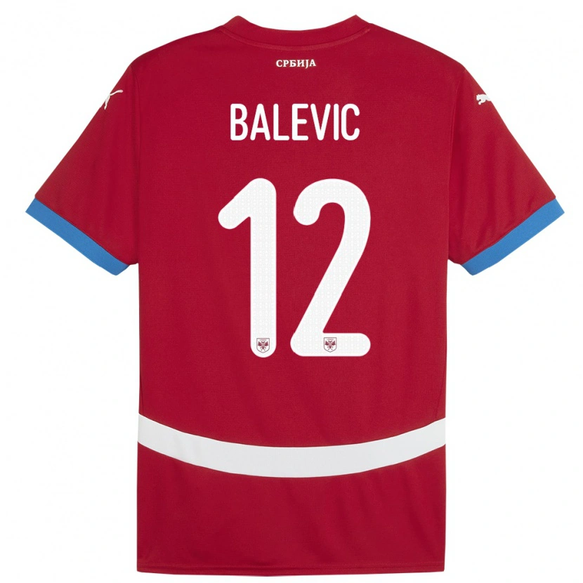 Danxen Dámské Srbsko Lazar Balevic #12 Červené Domů Hráčské Dresy 24-26 Dres