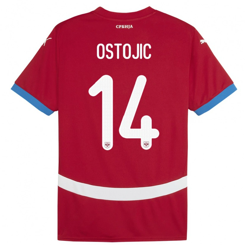 Danxen Dámské Srbsko Jovan Ostojic #14 Červené Domů Hráčské Dresy 24-26 Dres