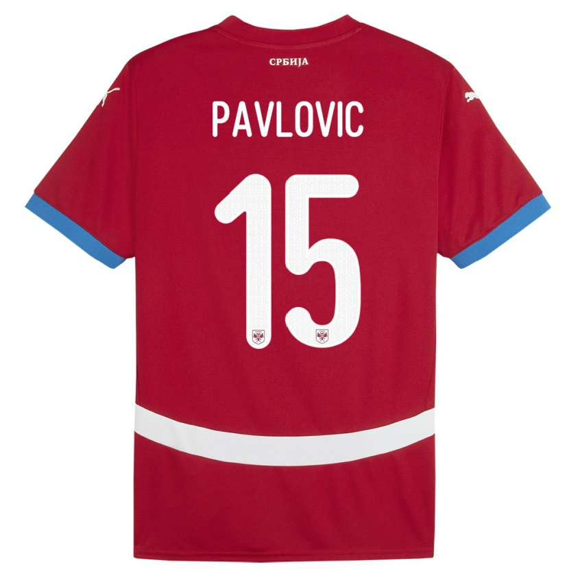 Danxen Dámské Srbsko Dusan Pavlovic #15 Červené Domů Hráčské Dresy 24-26 Dres
