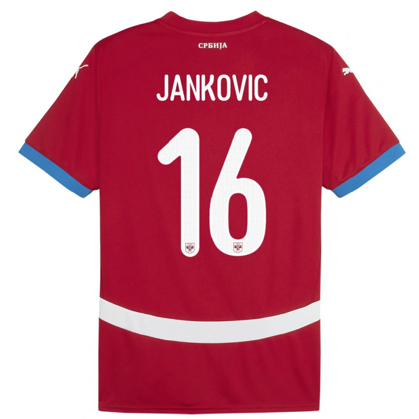 Danxen Dámské Srbsko Dimitrije Jankovic #16 Červené Domů Hráčské Dresy 24-26 Dres