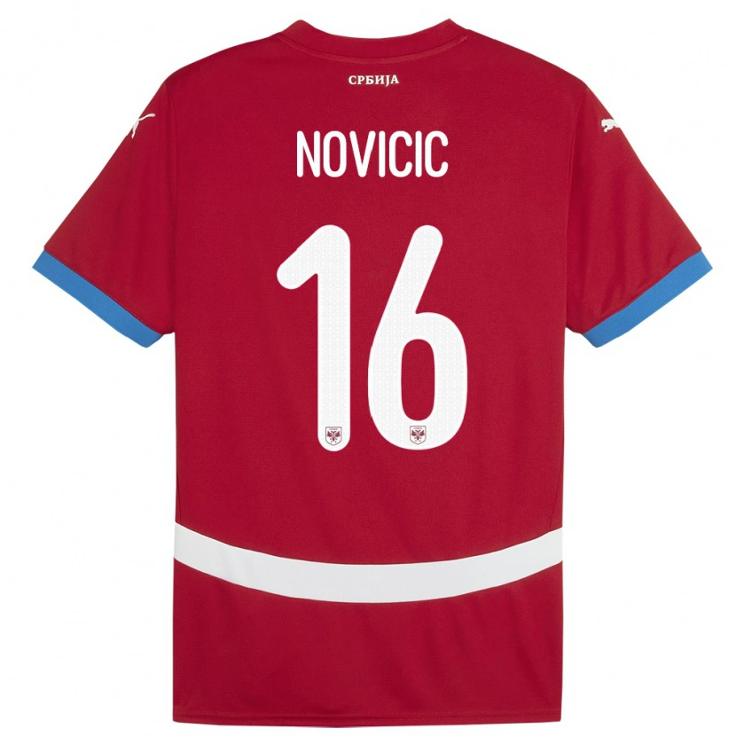 Danxen Dámské Srbsko Vasilije Novicic #16 Červené Domů Hráčské Dresy 24-26 Dres