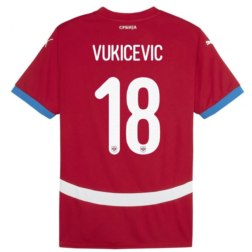 Danxen Dámské Srbsko Aleksej Vukicevic #18 Červené Domů Hráčské Dresy 24-26 Dres