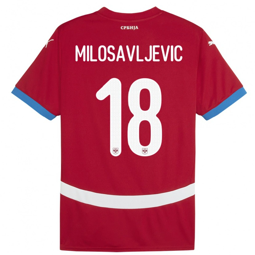 Danxen Dámské Srbsko Jovan Milosavljevic #18 Červené Domů Hráčské Dresy 24-26 Dres
