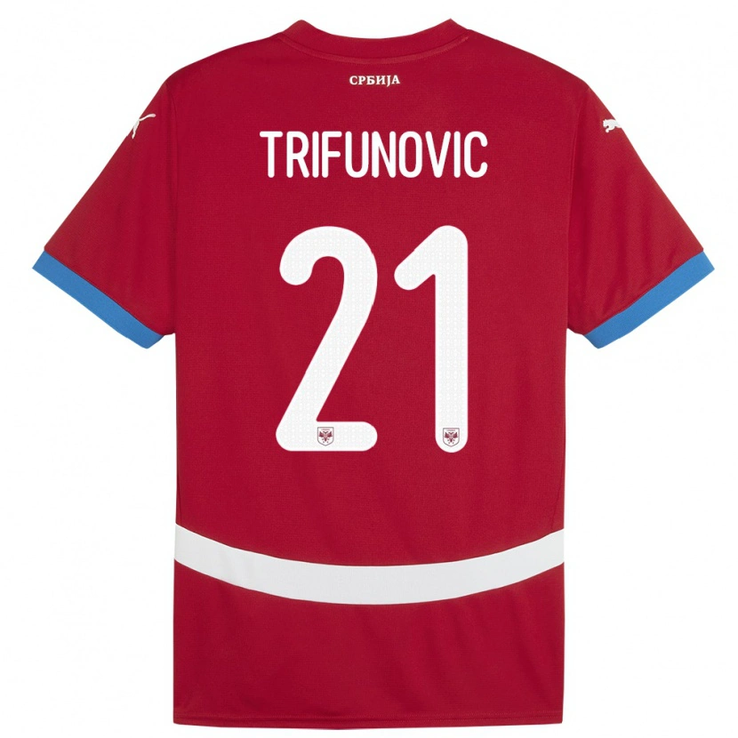 Danxen Dámské Srbsko Nemanja Trifunovic #21 Červené Domů Hráčské Dresy 24-26 Dres