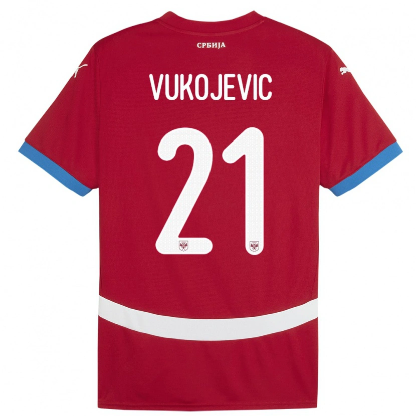 Danxen Dámské Srbsko Veljko Vukojevic #21 Červené Domů Hráčské Dresy 24-26 Dres