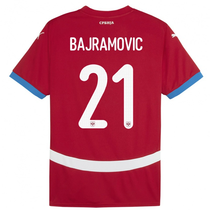 Danxen Dámské Srbsko Eldin Bajramovic #21 Červené Domů Hráčské Dresy 24-26 Dres