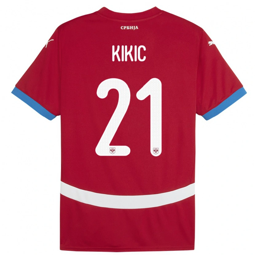 Danxen Dámské Srbsko Uros Kikic #21 Červené Domů Hráčské Dresy 24-26 Dres