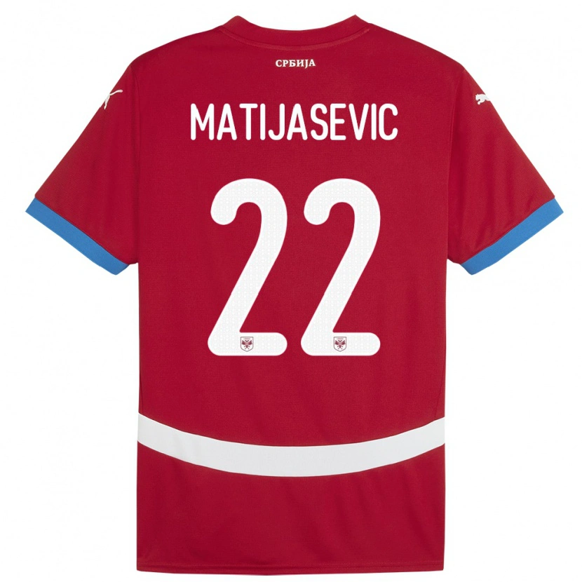 Danxen Dámské Srbsko Filip Matijasevic #22 Červené Domů Hráčské Dresy 24-26 Dres