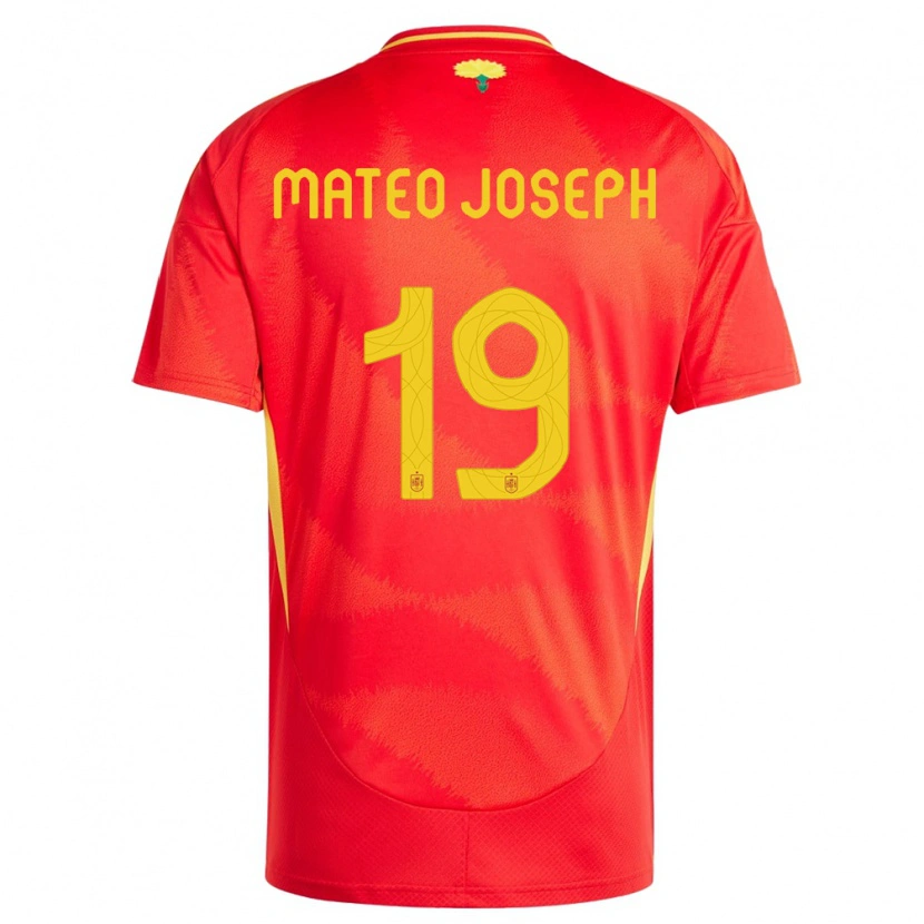 Danxen Dámské Španělsko Mateo Joseph #19 Červené Domů Hráčské Dresy 24-26 Dres