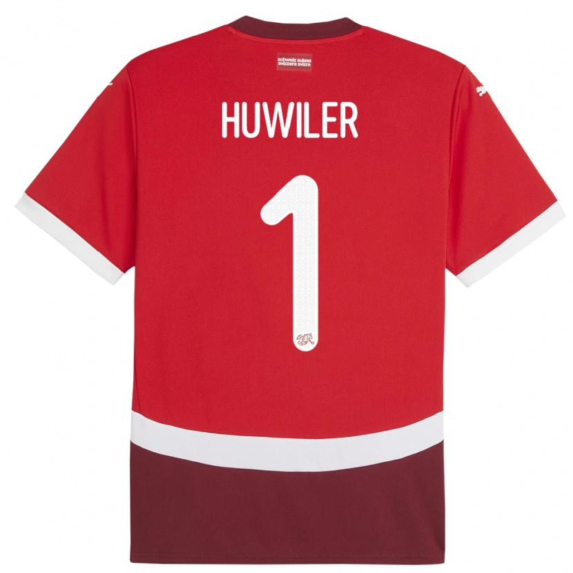 Danxen Dámské Švýcarsko Lionel Huwiler #1 Červené Domů Hráčské Dresy 24-26 Dres
