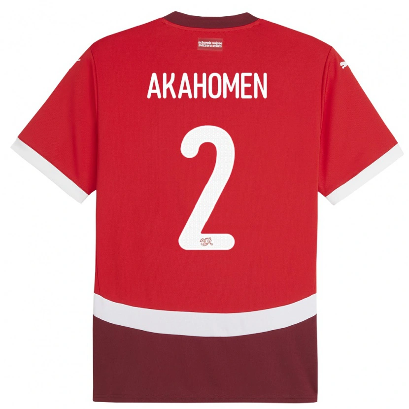 Danxen Dámské Švýcarsko Marvin Akahomen #2 Červené Domů Hráčské Dresy 24-26 Dres